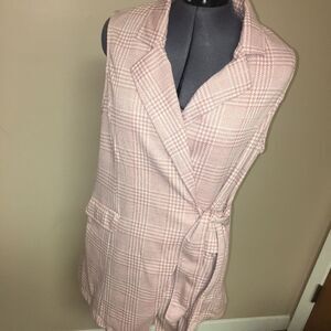 Coverstitched Plaid Pink Vintage Style Top Large